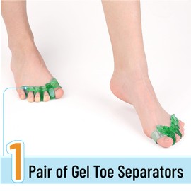 Dr. JK- ToePal Gel Toe Separator, 1 Pair, Light Green, Hammer Toe Straightener for Women and Men, Bunion Corrector