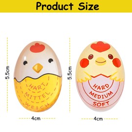 Pack of 2 Egg Timer for Cooking (Hard/Medium/Soft) for in Water, Egg Timer, Timer for Boiled, Eggs Selection of Maturity Level of Eggs Depending on Temperature, Modern Egg Timer for Home, School,