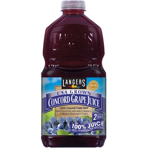 Langers 100% USA Grown Juice, Concord Grape, 64 Fl Oz
