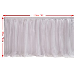 9 ft / 274 cm White Table Skirt, Romantic Tulle Desk Gauze, Table Decoration, Snowflake Wonderland Tutu Tablecloth, for Baby Shower, Wedding, Birthday, Party, Valentine's Day, Christmas