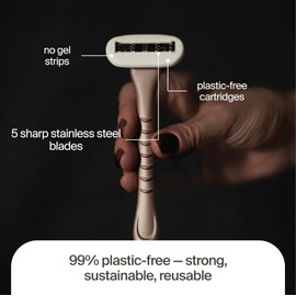 Razeco Pro – Plastic-Free Razor | 1 Handle + 2 Plastic-Free Cartridges With 5 Precision Blades | (Body)