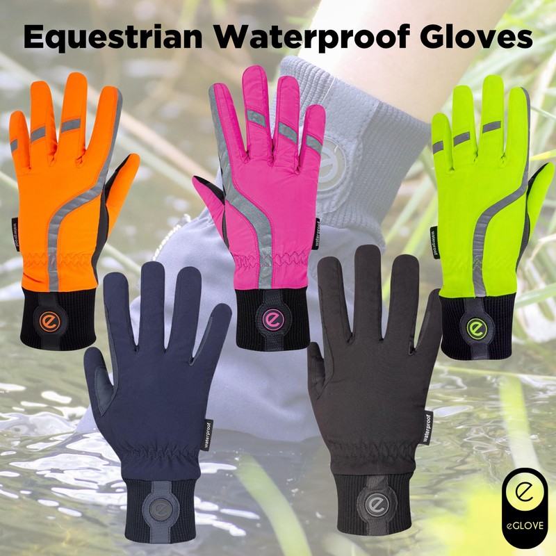 eGlove eQUEST Waterproof Equestrian Horse Riding and Yard Gloves (Flouro
