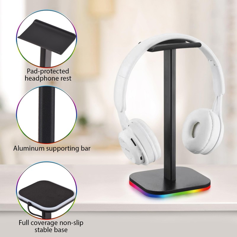 FUNFANG Headphone Stand Bottom Illuminated Headphone Holder RGB Light for