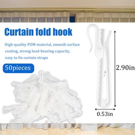 Adjustable Pinch Pleat Curtain Hooks Curtain Clips Plastic 50 Pieces with Ratchet System for Pleated Curtains and Drapery (75mm)