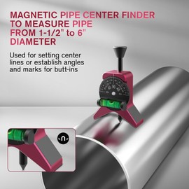 Magnetic Pipe Center Finder Tool, Y-Shape Pipefitter Gauge with Adjustable Dial Bubble Protractor, Fits 1-1/2" to 6" Pipes, 2.75" Centering Head for Accurate Pipe Layout