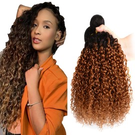 Salharer 1B/30 Black Root Dark Brown Color Human Hair Bundles Water Wave Weave 3 Bundles Total 300g Unprocessed Glueless Double Weft Human Hair Extension 20 22 24 Inch