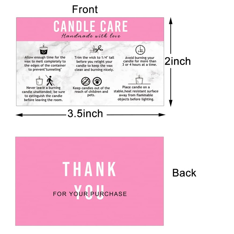 Handmade Candle Care Instruction Card, Card, for Makers Soy Bees