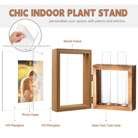 LCFALO Plant Propagation Stations, Propagation Vases for Plants with Photo Frame and Glass Planters Indoor Plant Stand Hydroponic Propagation Stations Tabletop Home Kitchen Office Decor