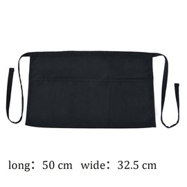 Yoosso Pack of 2 Waiter's Aprons, 50 x 32.5 cm Waiter's Apron, Black Waist Apron with 3 Pockets, Unisex for Cafe, Kitchen, Restaurant, Bar, black