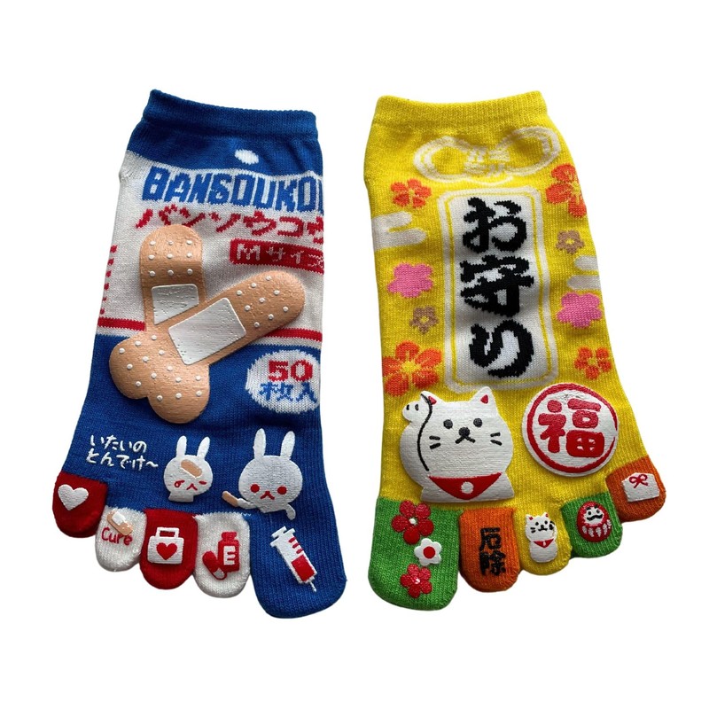 [Mode Select] Women's 5 Toe Socks, Characters, 2 Pairs Set,