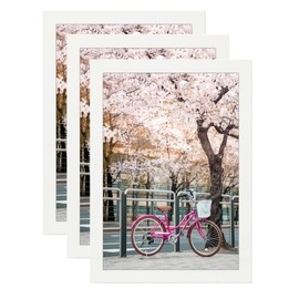 Picture Frame A4, Set of 3 Versatile Picture Frame 21 x 29.7cm, with Safe Perspex Front & Wall Hanging Hooks- For Display, Landscape or Portrait Orientation, Wall-Mount & Desk Stand (White)