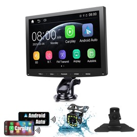Portable Wireless Apple Carplay Car Stereo&Android Auto,1080P Backup Camera, GPS Navigation Head 7" HD carplay Screen for car with Bluetooth| Mirror Link| Backup Camera/USB/AUX Input/FM/Subwoofer/DSP