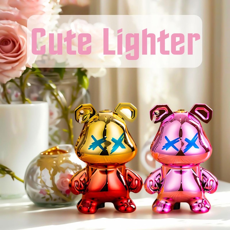 Blanzonic Cute Animal Lighter, Windproof Refillable Adjustable Lighters, Funny Keychain