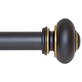 Ivilon Drapery Window Curtain Rod - Knob Design, 1 Inch Rod, 48 to 86 Inch. Antique Black