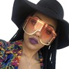 Crazy Feng Oversized Sunglasses for Women, Trendy Retro Square Glasses,