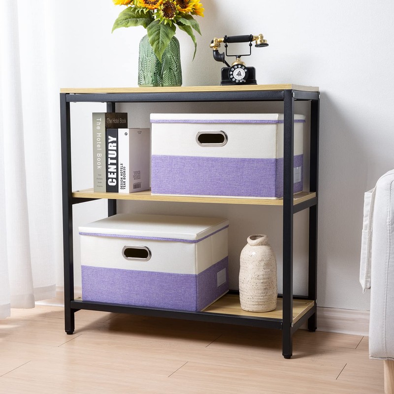 PRANDOM Large Foldable Storage Bins with Lids [3-Pack] linen Fabric