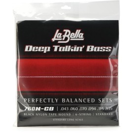 La Bella 760N Black Nylon Tapewound Bass Strings - Standard 6-string