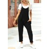 Fisoew Women's Summer Sleeveless Loose Casual V Neck Jumpsuits Spaghetti