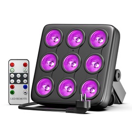 Rtktoup 9 x 10 W RGBW Par LED, Parlicht Square Stage Light, Party Light with Remote Controlled Voice Control Mode and DMX 8CH, Suitable for Disco Bar Club Wedding Night Club Architectural Lighting