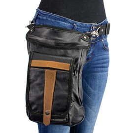 Milwaukee Leather Conceal and Carry Leather Thigh Bag with Waist Belt - Outdoors - Traveling - One Size - One Size