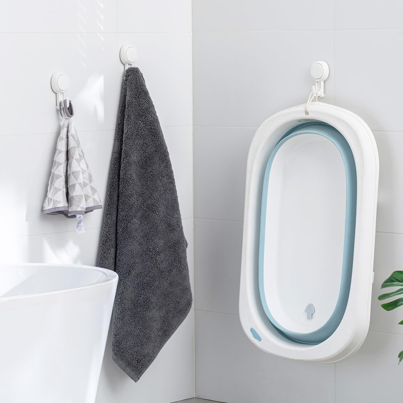 TAILI 4 Pack Powerful Suction Cup Shower Hooks for Towel,