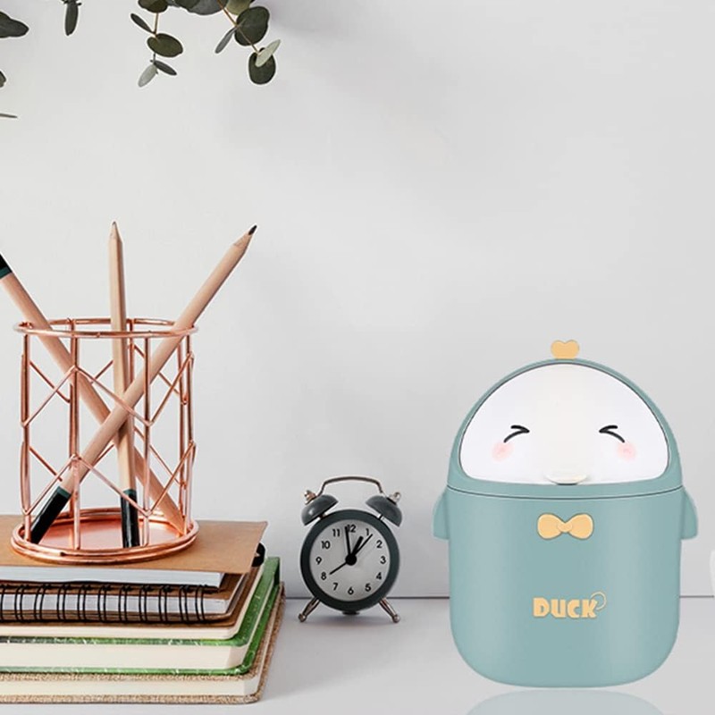 TOGHPUW Table Rubbish Bin with Lid, Office Cute, Cartoon Table