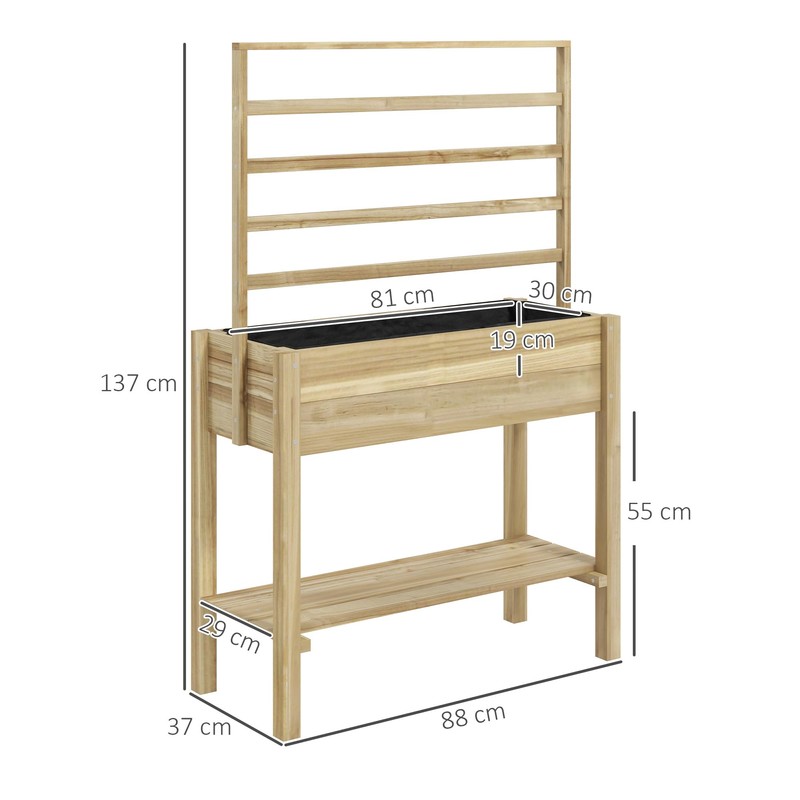 Outsunny Wooden Raised Garden Bed with Trellis, Elevated Planter Box