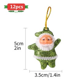 12 Pcs Christmas Tree Decoration Xmas Ornaments Santa Claus Doll Pendant Colorful Glitter Hanging Ornaments Craft for Christmas Tree Gifts Home Doors Windows Decorations Party Supplies