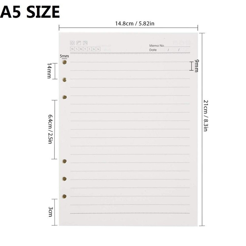 BESTOO A5 Refills Paper Refill Lined Paper 100gsm 6 Hole
