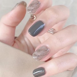 BHIDENAW Nail Tips, 24 Pieces, Nail Tips, Short, Spring and Summer, Popular Japanese Style, Cute, Simple, Stylish, Coming of Age Ceremonies, School Entrance Ceremonies, Graduation Ceremonies,