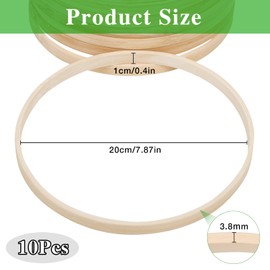 Pack of 10 Bamboo Floral Hoop, Dream Catcher Rings Bamboo 20 cm Thickness Approx. 1 cm, Wooden Bamboo Flower Wreath Macrame Craft Hoop Rings for DIY Dream Catcher, Wedding Wreath Decor and Wall