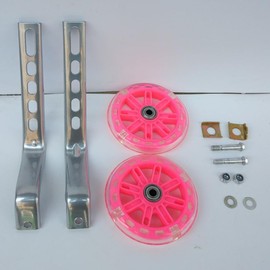 training wheels Auxiliary wheel bicycle with light -emitting wheel children's car flash wheel PVC wheel PU wheel adjustment 16/20 bicycle accessories Kids bike training wheels (Green 12-20 universal)