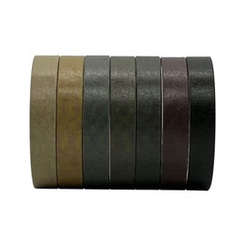 Vintage Brown Thin Washi Tapes Set,7 Rolls Basic Collection Decoration 6mm Wide Japanese Masking Decorative Tapes for Bullet Journal Planners DIY Cottagecore Collage Crafts Arts Scrapbooking Adhesive