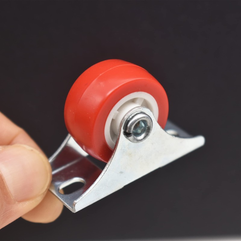 Floyutin 1 inch Rigid No-Swivel Plate Casters Small Rubber Wheels