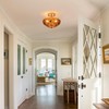 Semi Flush Mount Ceiling Light Fixture, Amber Glass 3-Light Modern