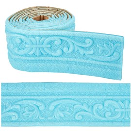 CRASPIRE 6.88FT x 3.15 Inch Crown Molding Peel and Stick Flexible Foam Trim Blue Self Adhesive Wallpaper Border 3D Sticky Decorative Wall Edging Foam Baseboard Mirror Border Wall Lines Hotel DIY Decor