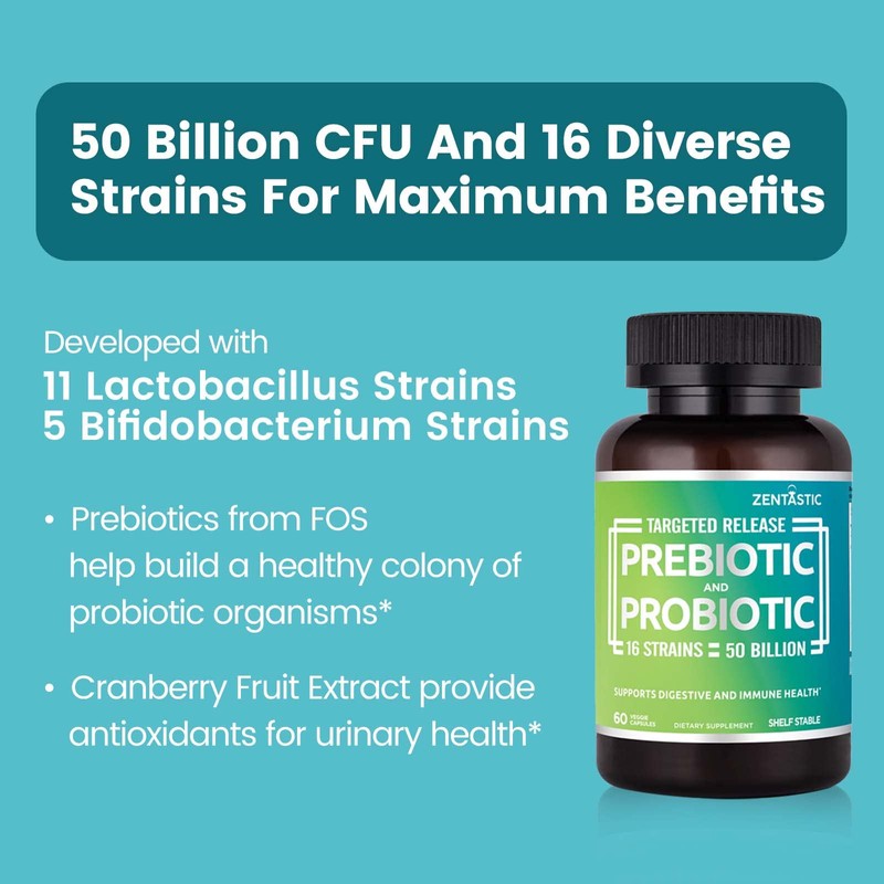 Zentastic Probiotics & Prebiotics Supplement - 50 Billion CFU -