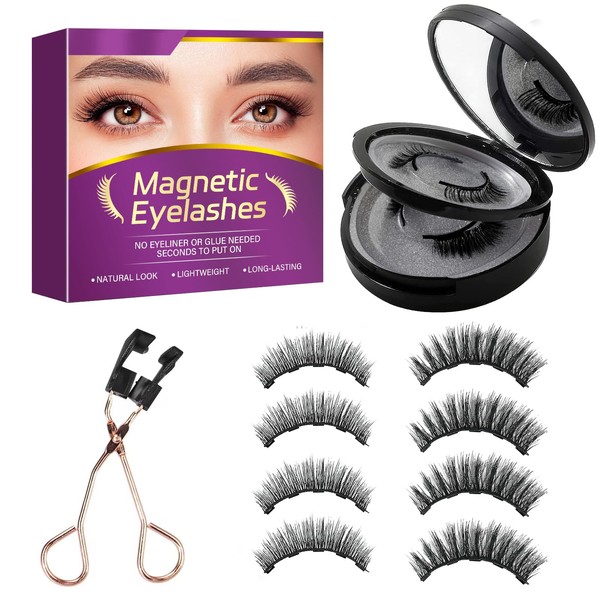 Magnetic Eyelashes, 3D Natural Look False Lashes with Applicator, No