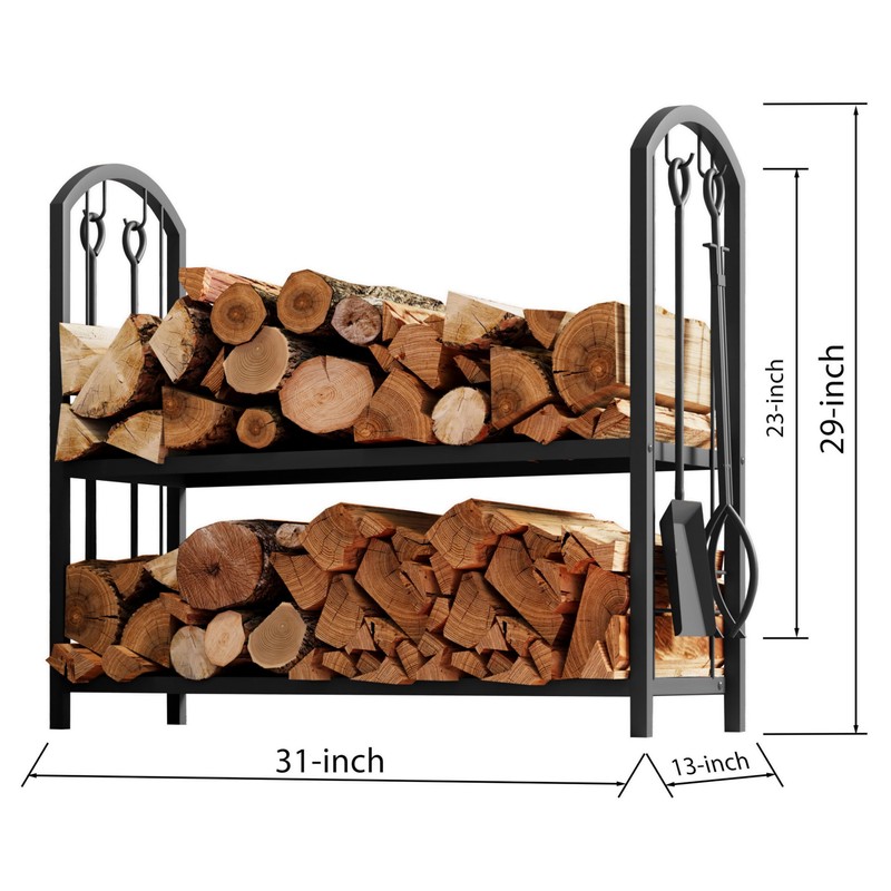 Fire Beauty Fireplace Firewood Log Rack 5-Piece Storage Logs Holder