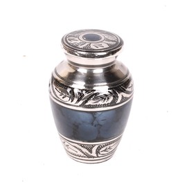Small Keepsake Cremation Urn for Ashes, Funeral Memorial Miniature Token Urn (Blue Clouded)