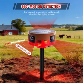 Alarma con sensor de movimiento: ladridos de perro y sonido de disparo, sirena de 129 db, grabación de soporte, 13 tipos de luz estroboscópica de sonido