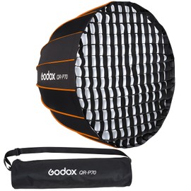 GODOX QR-P90 Soft Box 35.5"/90cm Quick Release Parabolic Softbox + Honeycomb Grid for Bowens Mount Studio Flash,Studio Flash Umbrella Diffuser(Godox QR-P90+ Honeycomb Grid)