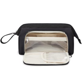 KALIDI Travel Cosmetic Bag Large Makeup Bag Toiletry Bag Make Up Bag with Compartments Wide Open Makeup Bag for Women Accessories Brushes, black, Fashion