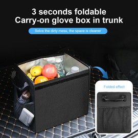 Car Trunk Organizer Insulated Foldable Storage Bag with 2 Bag Portable Handle Travel Organization for Car Sedan SUV MPV 600D Oxford Cloth
