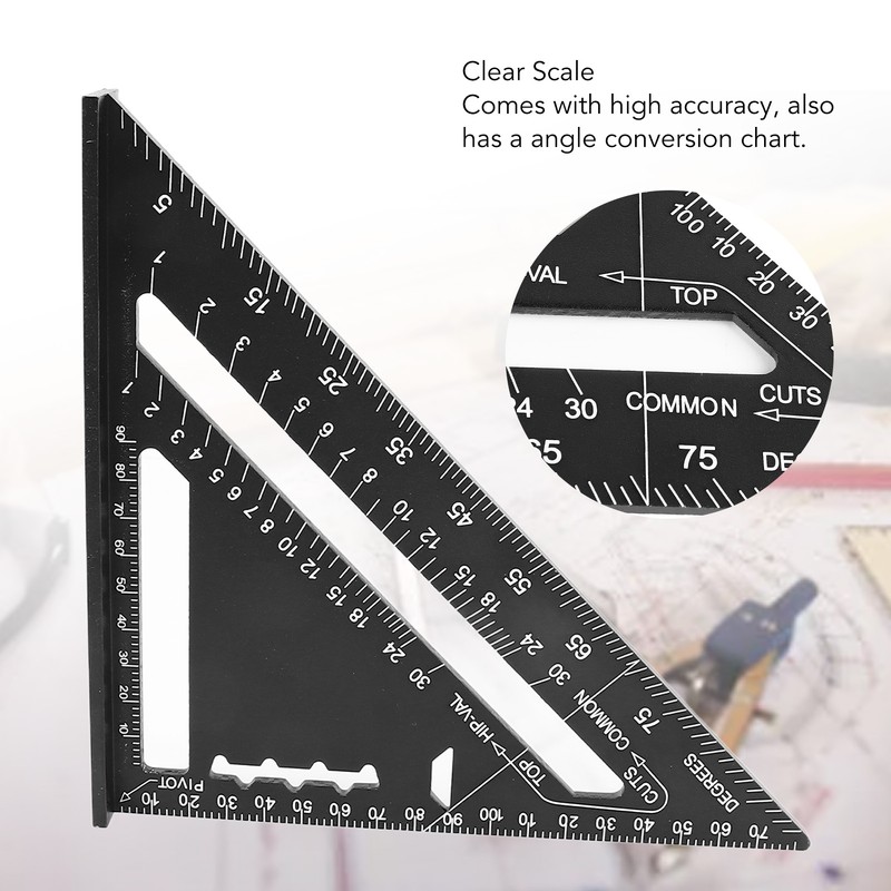 Triangle Ruler 7in Carpenter Square Aluminum 90 Degrees 45 Degrees