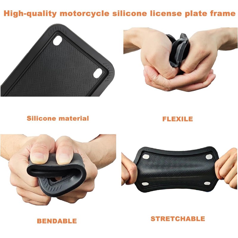 XCLPF Motorcycle Silicone License Plate Frames Motorbike License Plate Holder