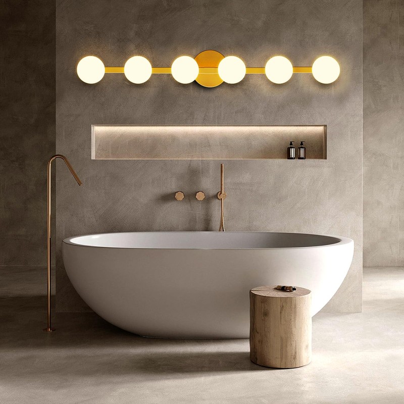 Lightdot 6-Light Modern Bathroom Vanity Light, 38" Gold Metal Frame