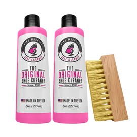 Pink Miracle Shoe Cleaner Kit Fabric Cleaner for Leather, Whites and Nubuck Sneakers Two Pack (Two Bottles/One Brush)