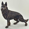 Large German Shepherd Alsatian Dog Standing Painted Bronze Resin Sculpture