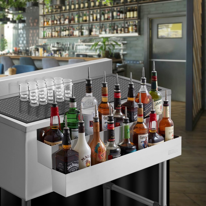 GRIDMANN 32-inch Double Tier Speed Rail - Stainless Steel Liquor